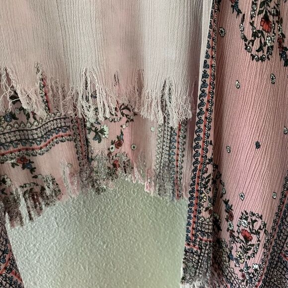Buckle Gimmicks Wide Arm Kimono Shawl Fringed Hem Size L - Picture 7 of 9